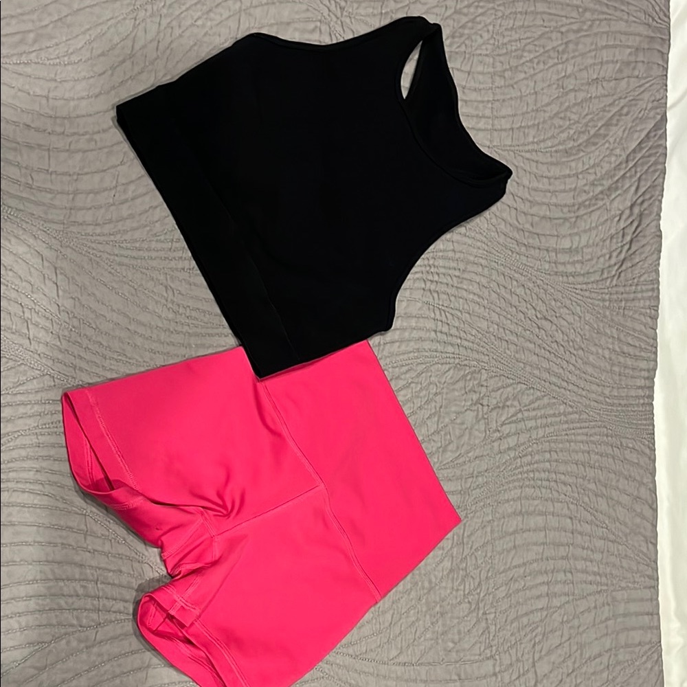 Gilly Hicks Sports Bra Tank and Pink Biker Shorts Set. XXS